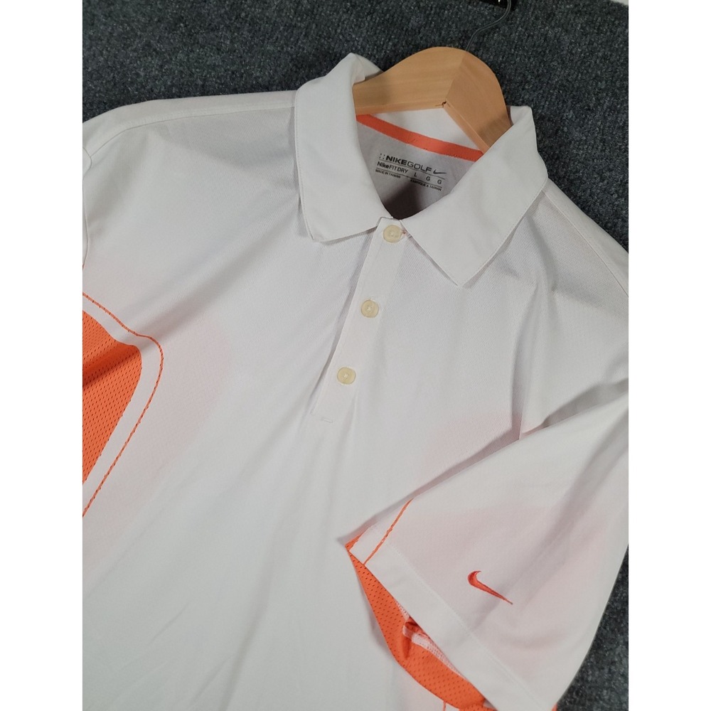 Nike Golf Dri-FIT Polo Shirt Mens Large Orange Golf Short Sleeve Performance